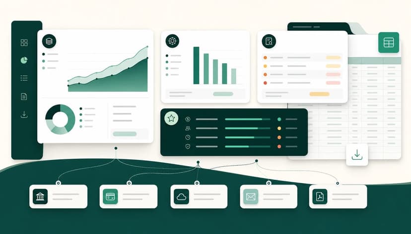 Abstract SaaS and AI spend review dashboard showing subscriptions, review priorities, and savings evidence.